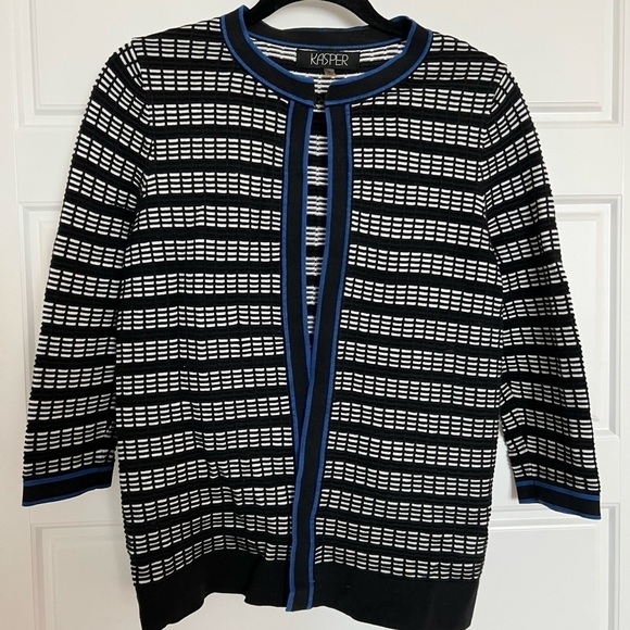 Kasper Sweaters - KASPER Women’s Black and White Cardigan Size Small